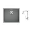 K-StrongSinks S3 Set drez Hron 530x460mm granit šedá + Batéria Garonne chróm