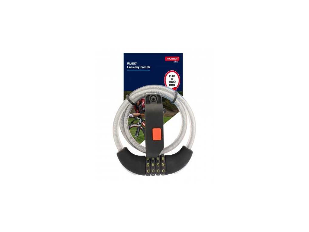 Zamek lankovy kodovy RL557 d10x1000mm ciry a36369450 10638