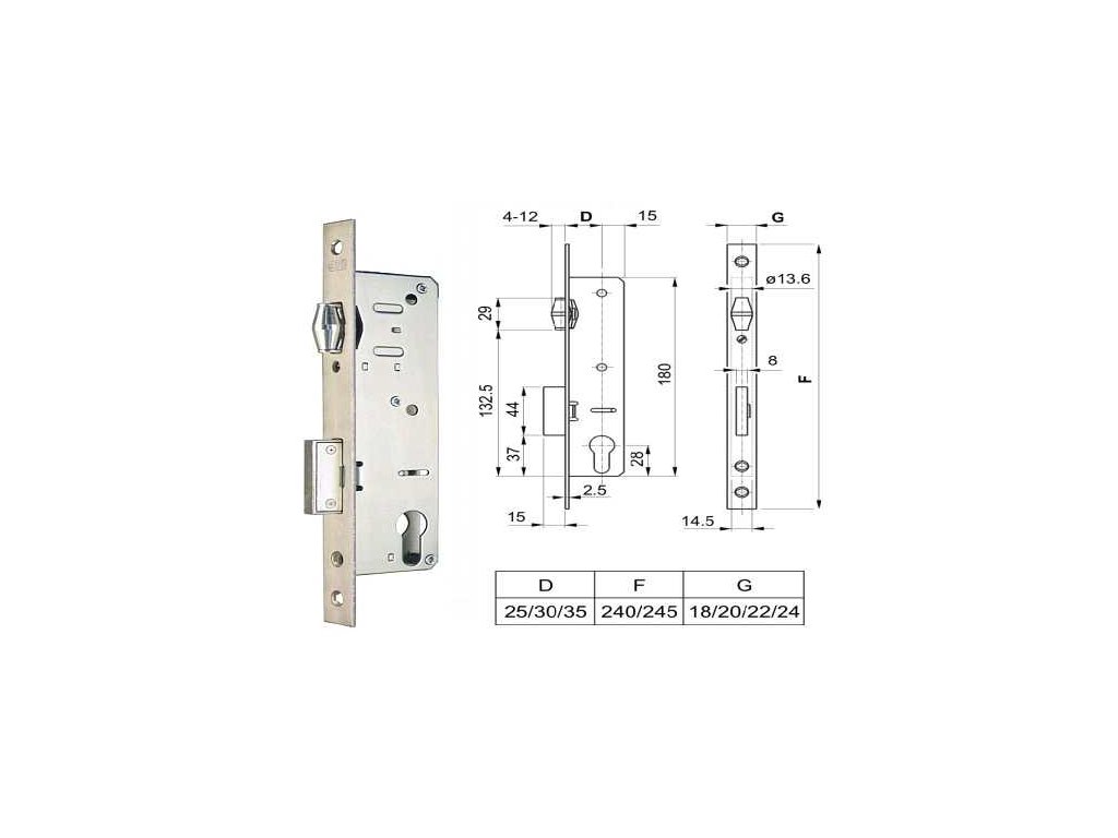Zadlabaci zamek EURO FAB 90 25 40 240x22mm valeckovy a182828 10638