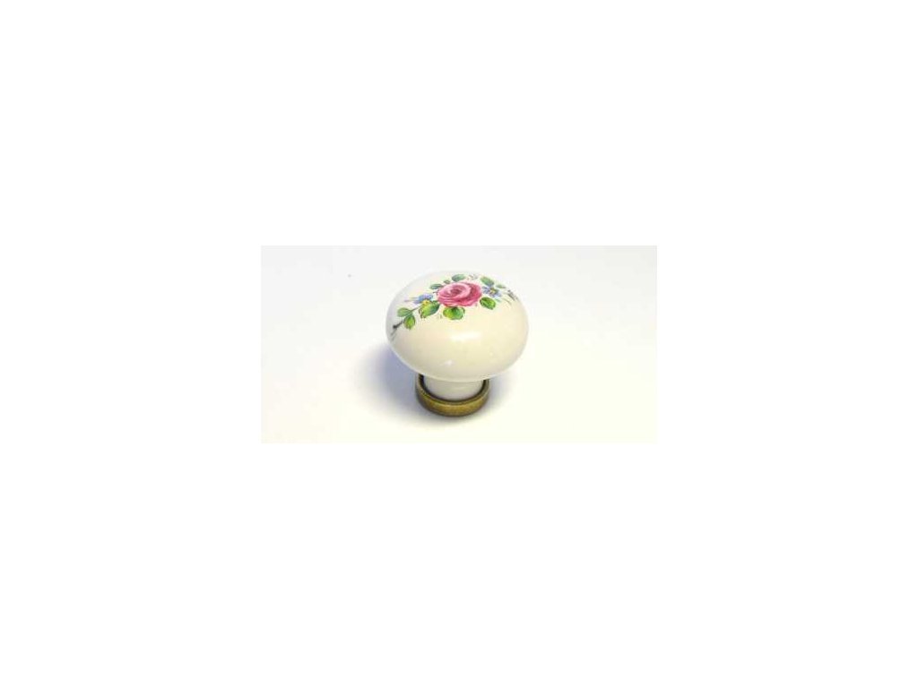 PORCELA knopek porcelan d30mm vzor KYTICE Ms patina a40745287 10638