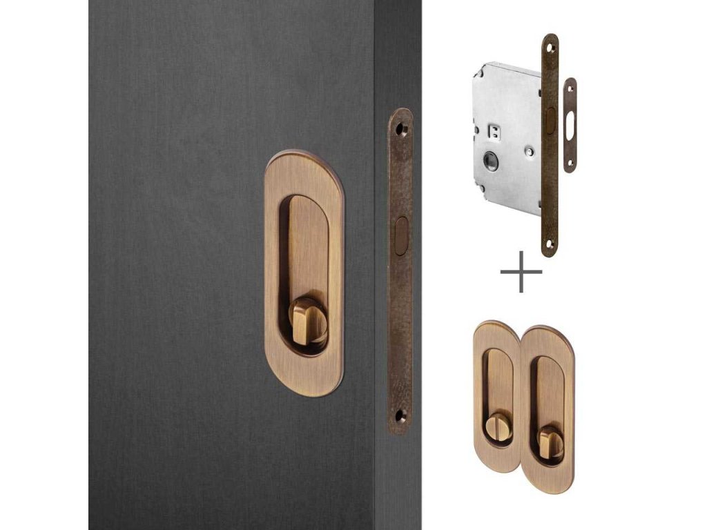 Sada na posuvne dvere ovalna WC ces bronz zamek musle a121100180 10638