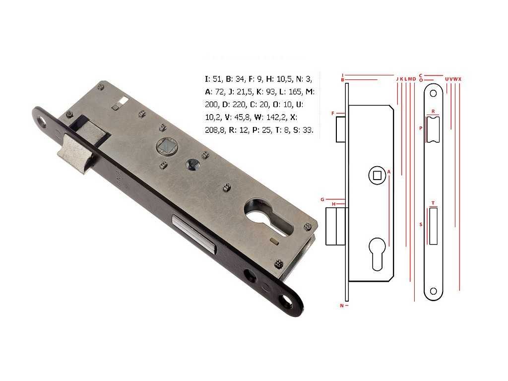 Zadlabaci zamek ZZB 1 72 34 50mm levy a185564 10638