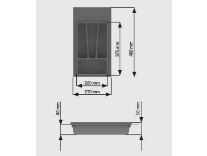 Pribornik plast sedy 270x490 mm SAMET a15979013 10638