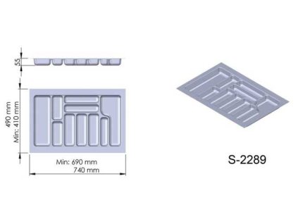 Pribornik plast sedy 740x490x55 mm 800 STARAX S 2289 G a24461289 10638
