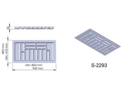Pribornik plast sedy 940x490x55 mm 1000 STARAX S 2293 G a25843678 10638