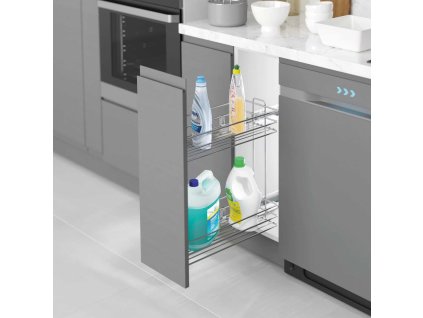 Plnovýsuvný 2 koš STARAX chrom 200mm-151x475x495mm tlumení BLUM pravý S-2442-C*