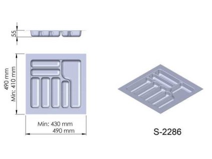 Příborník plast antracit 490x490x55 mm - 550 STARAX S-2286-A*