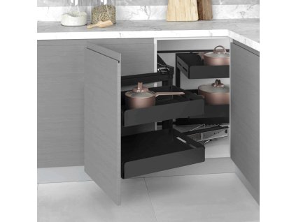 Koš rohový STARAX Unique Box - 4 koše CORNER LEVÝ antracit 450mm - 860-965x530x530mm S-3001-UB-A