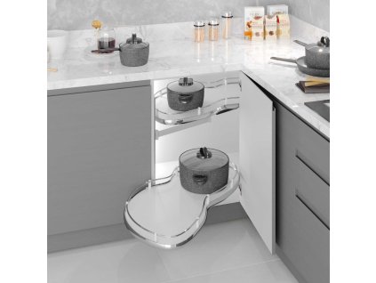 Systém rohový výsuvný - ledvinka STARAX chrom s tlumením PRAVÁ 880x495x600 (600mm) S-3124-C*