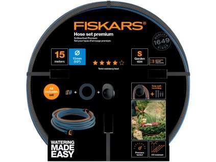 Sada zavlažovací hadice FISKARS Premium 13mm(1/2"),15m s držákem na hadice 1027678