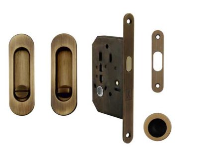 Sada na posuvne dvere FT WC oval zamek musle naprstek cesany bronz mat OGS 125x40mm a70676099 10638