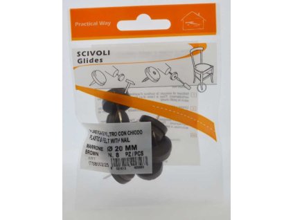 Kluzaky PW d20mm plast hrebik filc 8 ks hnede a44319933 10638