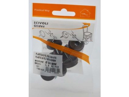 Kluzaky PW d24mm plast sroub filc 8 ks hnede a44321030 10638