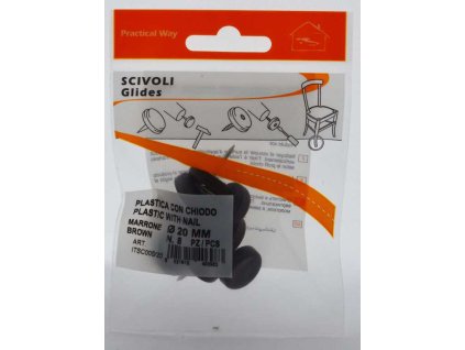 Kluzaky PW d25mm hrebik plast 8 ks hnede a44323302 10638