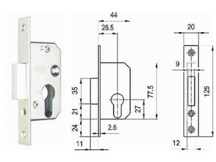 Zadlabaci zamek pridavny zavora FAB No416 FAB 45mm a46014539 10638