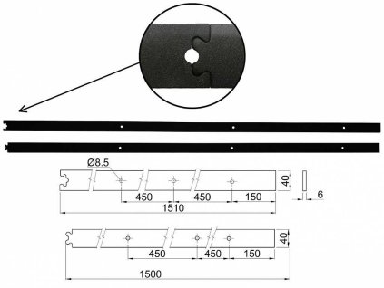 Kolejnice RETRO ESO cerna mat 2x1 5m a115587997 10638