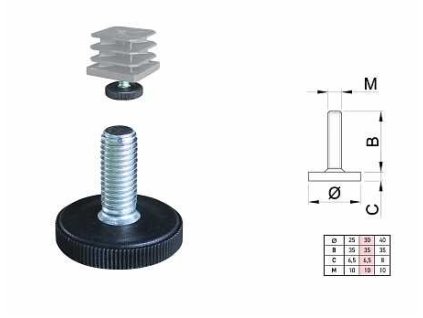 Ucpavka regulacni sroub cerny M10x35 6 5 d25mm a117627592 10638