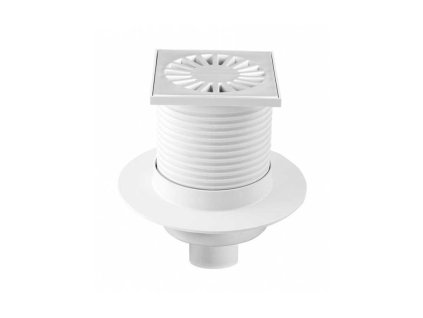 Podlahova vpust spodni s prirubou PVS 100x100 PR DN50 bila na objednavku a121724802 10638