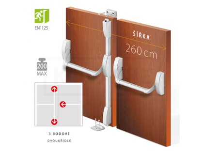 ACT - Panikové kování PH 1+2-bodové 2000 do 2600mm