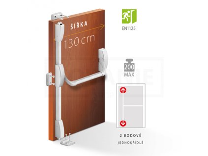 ACT - Panikové kování PH 2000 2-bodové do 1300mm (v<2270mm)