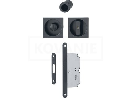 DV005 ppic Hoppe Schiebetuermuschel Set 4921 mit Schloss WC schwarz matt 11809024 289276 0