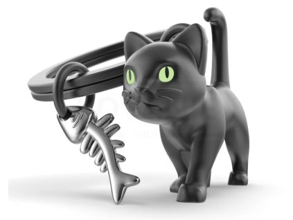 MP KLÍČENKA - Kočka černá s kostí