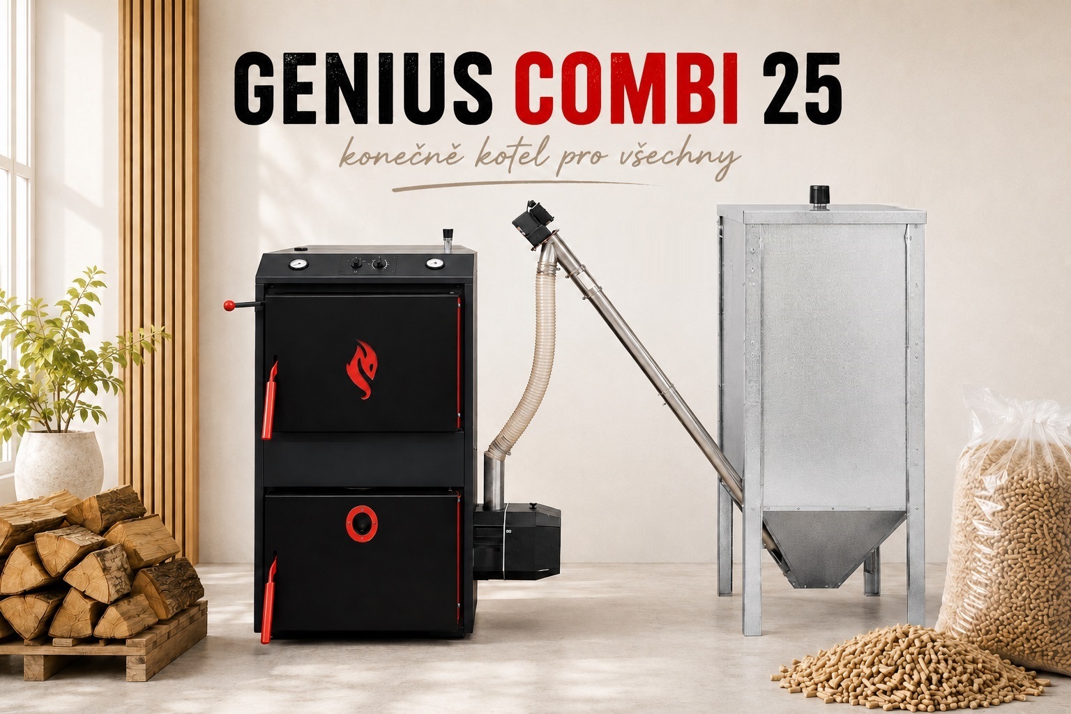 Genius COMBI 25 - KOTEL NA DŘEVO A PELETY
