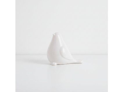 Figurka bílý keramický ptáček - 9 cm