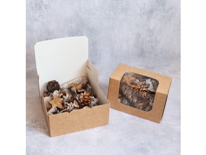 Box na aranžování vánoční plody zlatá balení