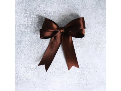 Atlasová stuha 24mm hnědá mašle