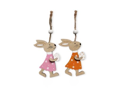 Zajíc závěsný dřevo 8 cm - vajíčko