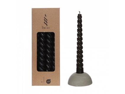 Svíčka kroucená Twist 19 cm černá