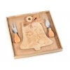 Servírovací prkénko na sýr s nožem a vidličkou sada 3 ks zvonek