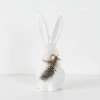 Zajíc porcelán/peří 17cm bílý