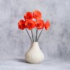 Dřevěná dekorační růže oranžová 6 cm ve váze