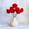Dřevěná dekorační růže červená 7 cm ve váze