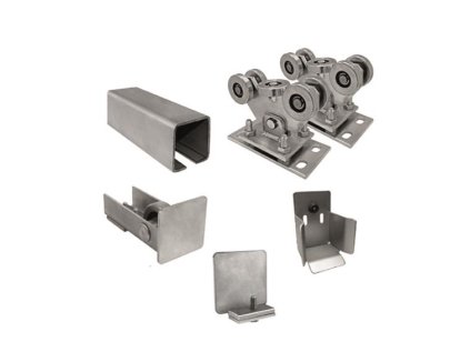 Set pre výrobu samonosnej nerezovej posuvnej brány do 4,5 m/500 kg, C profil 76x76x3 mm - 6m, nerez AISI304