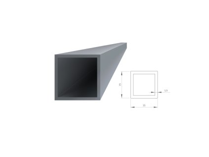 Hliníkový jokel 15x15x1.5mm,L:3000 a 6000mm, prirodný hlíník bez povrchovej úpravy, materiál EN AW-6060