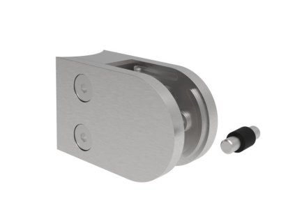 Svorkla skla oválna na trubku 42.4mm (63x45x30mm) na sklo 6 - 12.76mm, bezpečnostný kolík, brúsený povrch K320/ nerez AISI304