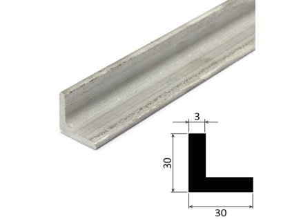 Nerezový L profil 30x30x3mm, surový povrch/ AISI304 (Akosť AISI304, Dĺžka 1 000 mm, Povrch Surový povrch)