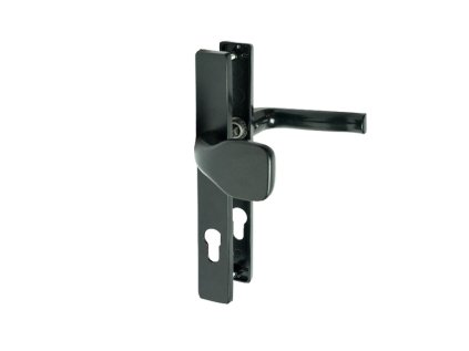 Kľučka hliníková s pevnou guľou, s otvorom na stavebnú vložku, rozteč 90mm, rozmer štítu 239x31mm, farba RAL9005