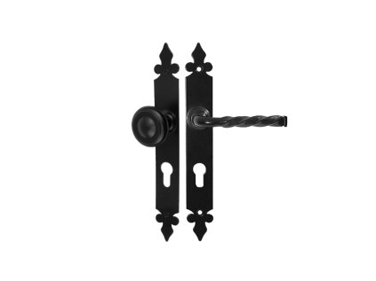 Kľučka kovaná Al (pár),s pevnou guľou, rozmer 270x36mm, rozteč 90mm, čierna farba, otvor pre stavebnú vložku