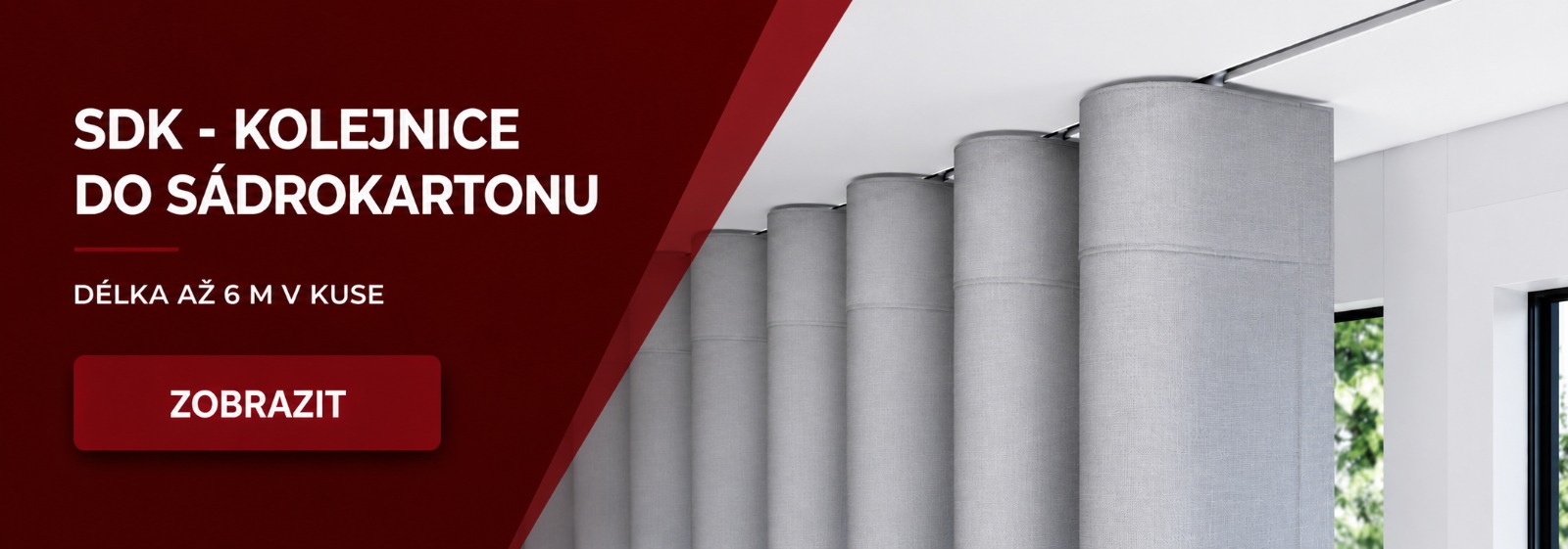 Záclonové kolejnice do sádrokartonu