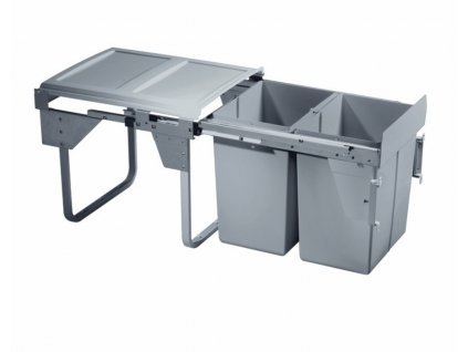 Výsuvný odpadkový 2-kôš Komfort 2x20L, K45-šedý plast