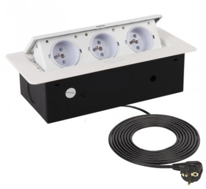Elektrická zásuvka Desing Light výklopná 3x  3 x 230V, biela, čierna, hliník Farba: Biela