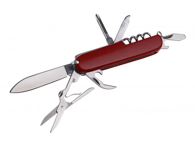 Nůž kapesní zavírací 6 funkcí červený  FESTA