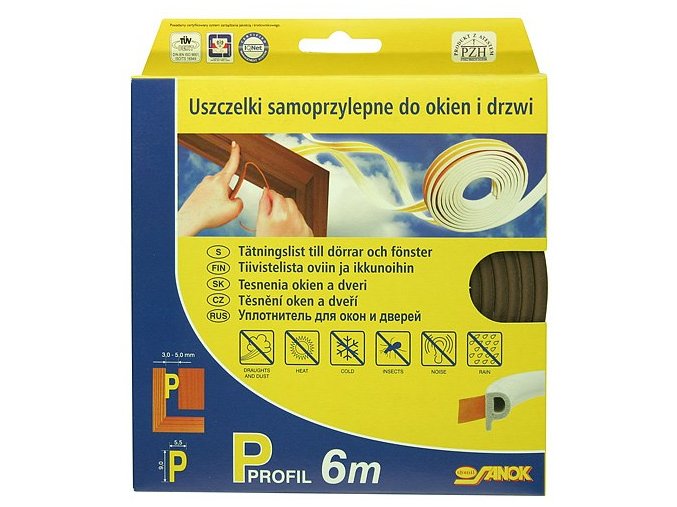 Těsnění profil P1 9x5,5mm 6m hnědé  STOMIL