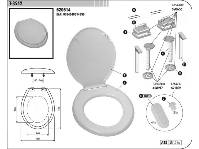 WC deska T-3542 antibakterial bílá