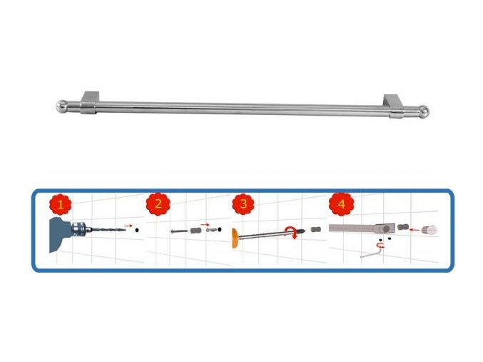 Tyč závěsná kov 60cm + 6 háčků  ARTEX