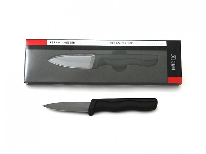 Nůž kuchyňský keramika   7,6cm černý  DOMESTIC